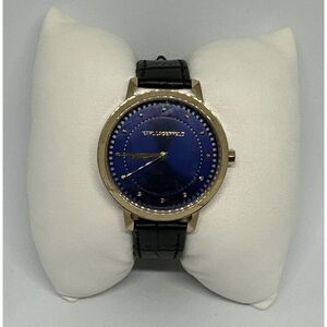 Karl Lagerfeld KL1821 Womens Black Leather Analog Dial Quartz Wrist Watch HME106